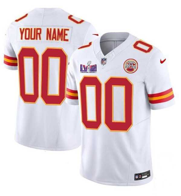 Men & Women & Youth Kansas City Chiefs Active Player Custom White 2024 F.U.S.E. Super Bowl LVIII Patch Vapor Untouchable Limited Jersey->->Custom Jersey